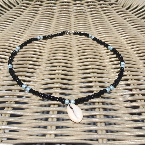 VSCO Black Glass Bead Volcanic Ash Necklace/Choker - Picture 2 of 6